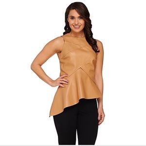 Faux Leather Peplum Top